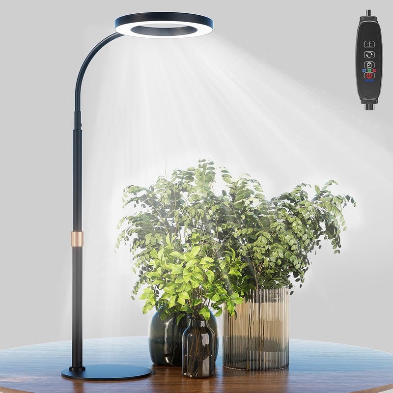 bseah Grow Light, LED Plant Light for Indoor Plants Growing, Full Spectrum Desk Grow Lamp with Pedestal, Automatic Timer for 3H/9H/12H, 10 Dimmable Levels, Height Adjustable - Image 1